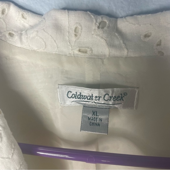 Coldwater Creek 100% Linen White Eyelet Swing Jacket Blazer Size XL - Picture 6 of 7